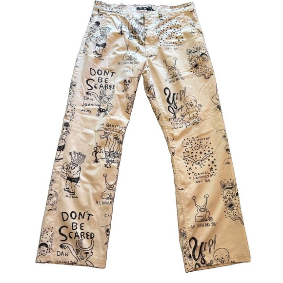 VANS Other - Vans Daniel Johnston Chino Pants Mens 36x31.5 Off White Graphic Loose Fit Skate